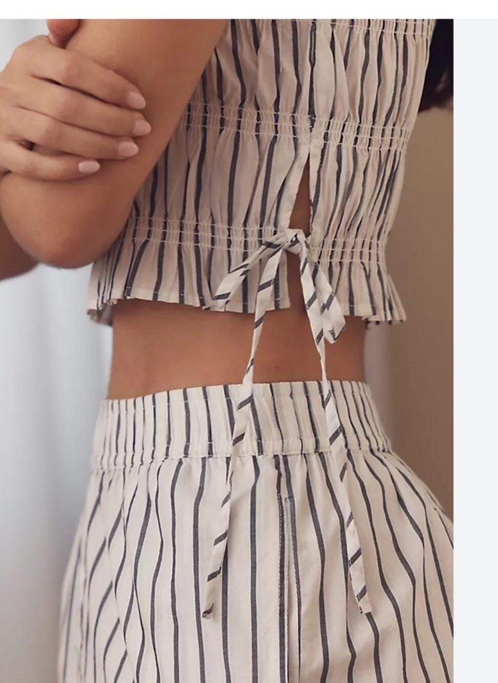 Anthropologie Top Shorts Striped Preppy Cute Medium Short Small Top Set
